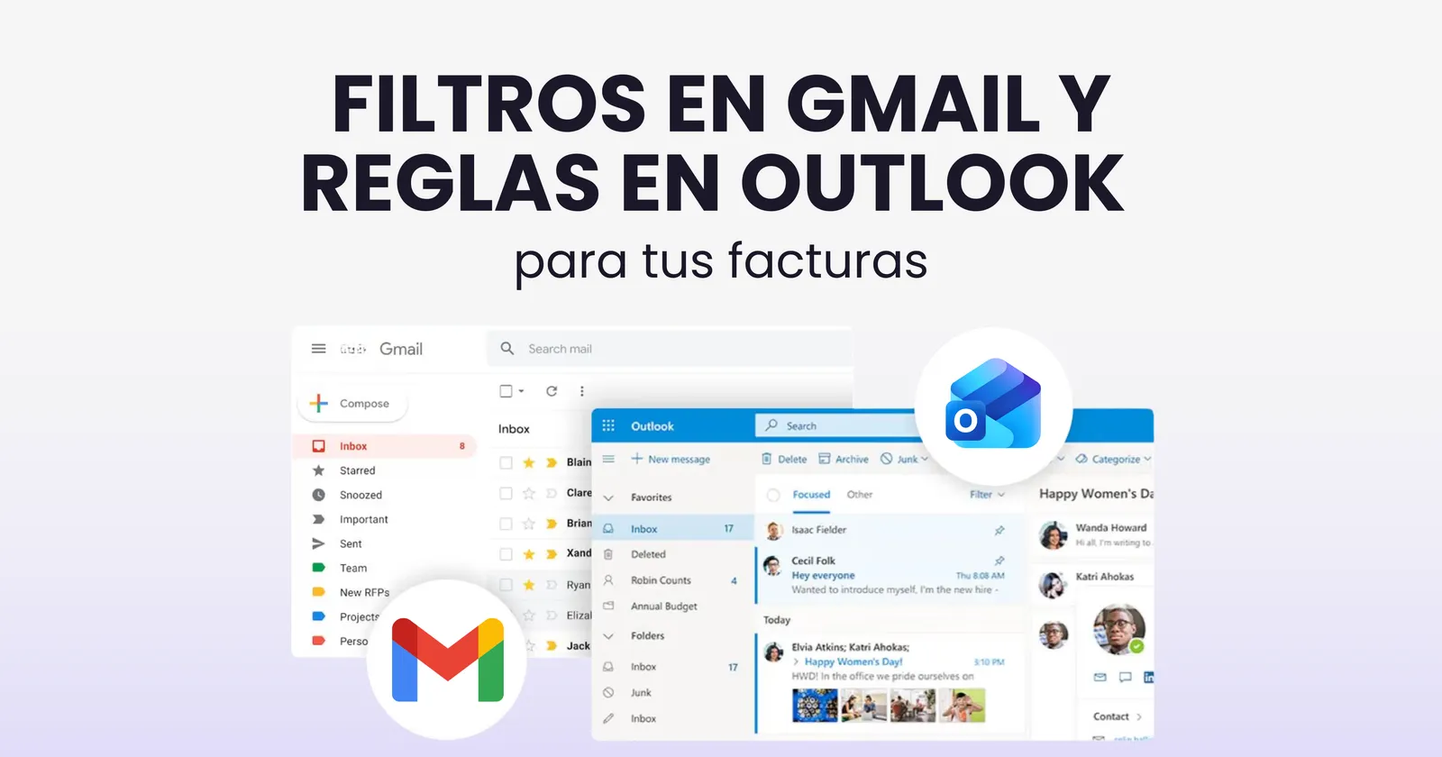 Cómo crear filtros en Gmail y reglas en Outlook para tus facturas paso a paso