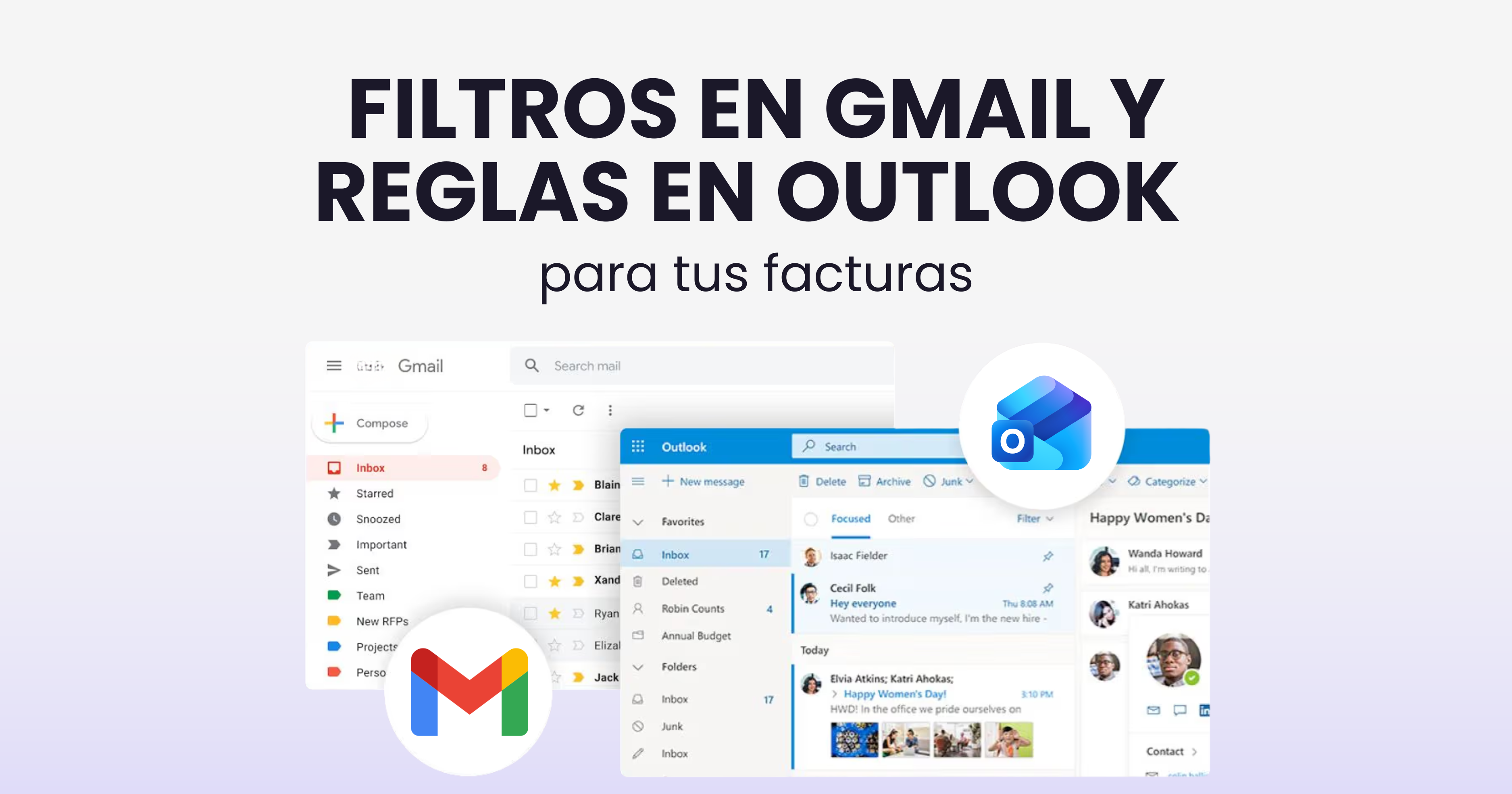 Cómo crear filtros en Gmail y reglas en Outlook para tus facturas paso a paso