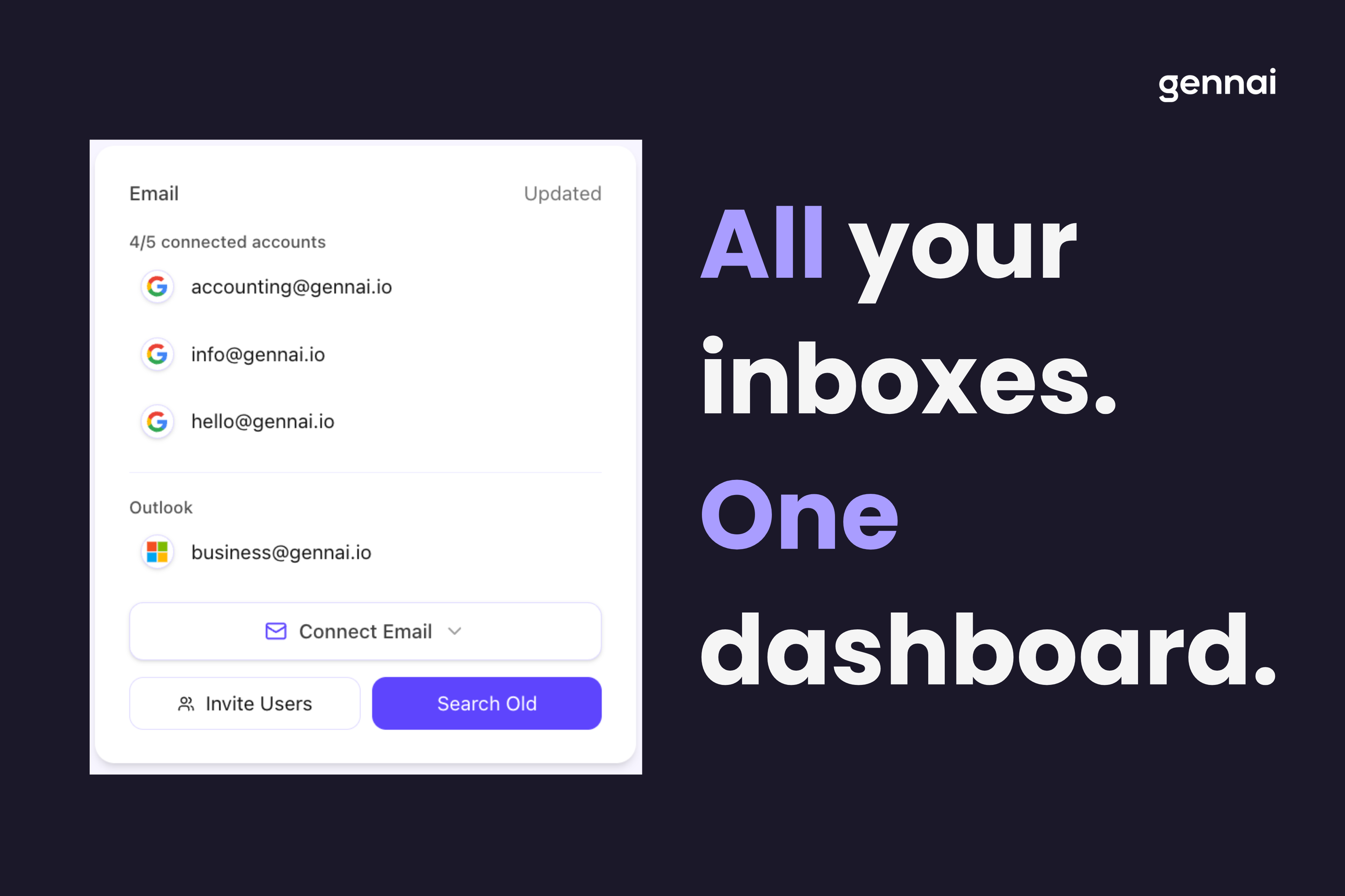 Connect Gmail and Outlook accounts to Gennai