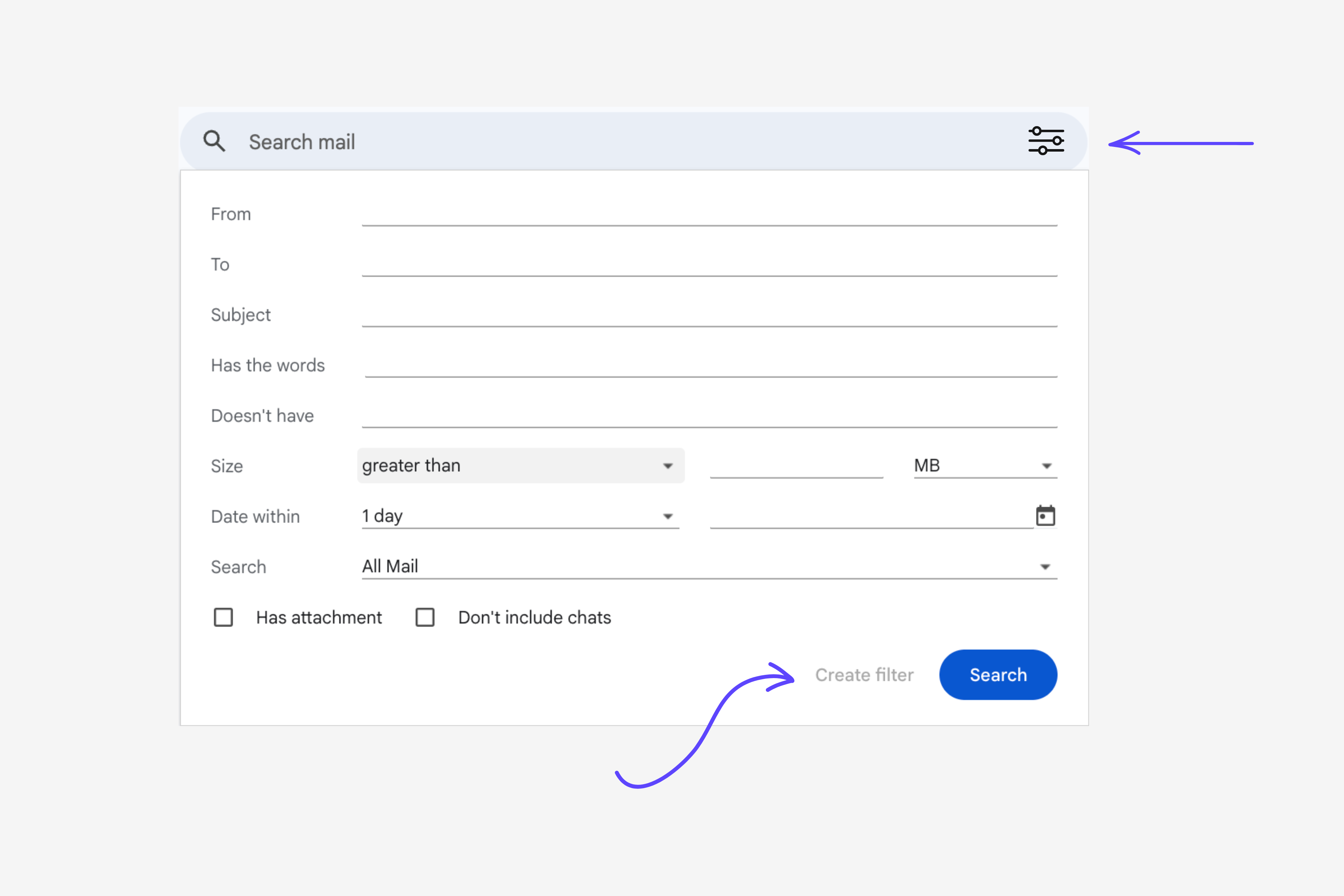Creating an email filter in Gmail for automatic invoice organization
