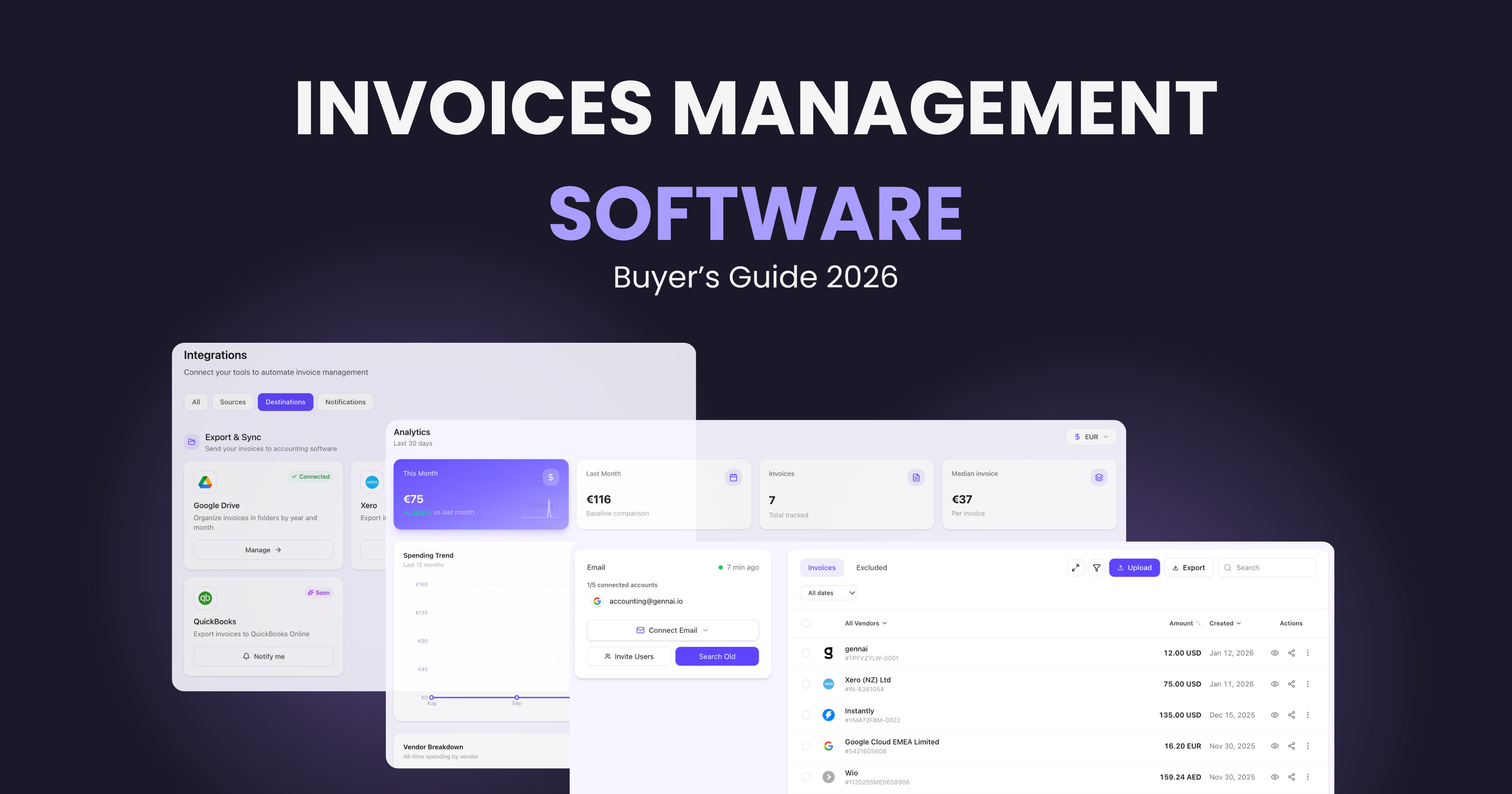 Invoice management software dashboard showing automated invoice processing and approval workflows