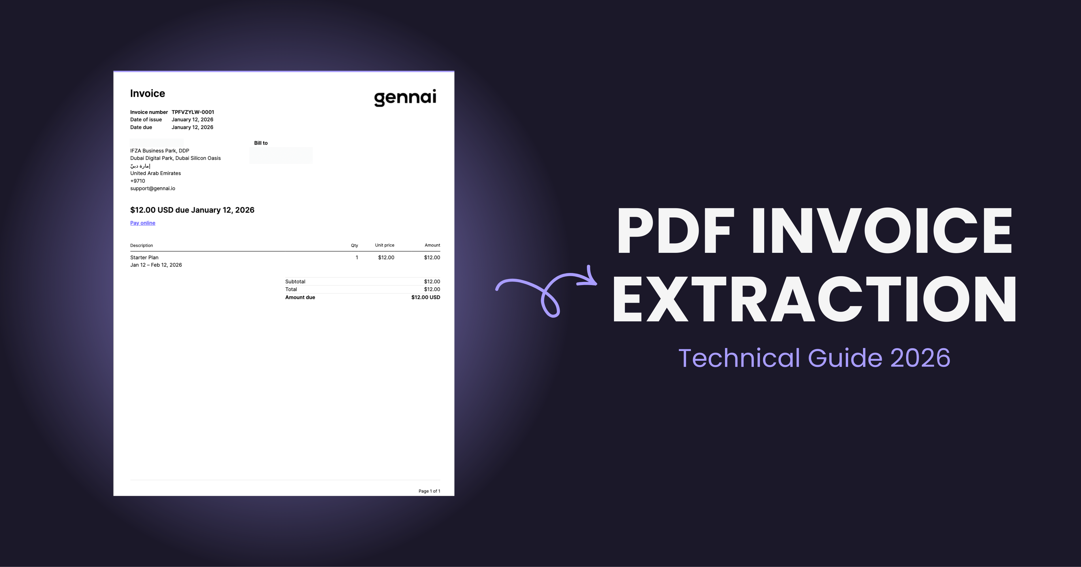 PDF Invoice Extraction: Complete Technical Guide - Gennai blog article header