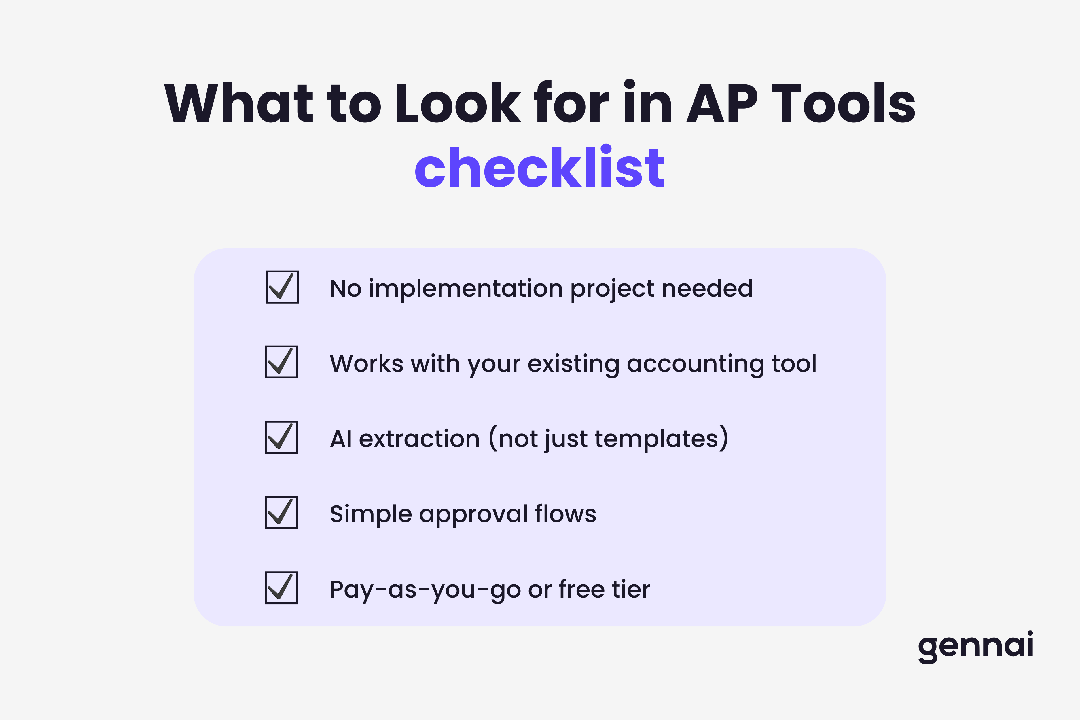 Checklist of five must-have features when choosing AP automation for small teams
